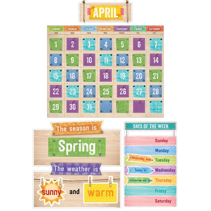 Creative Teaching Press Upcycle Style Calendar Set Bulletin Board (7061),Multi - Image 1